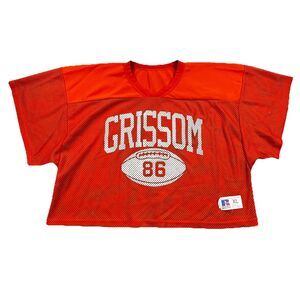 Vintage Russell Athletic Practice Football Jersey Men XL Orange Mesh Grissom 86
